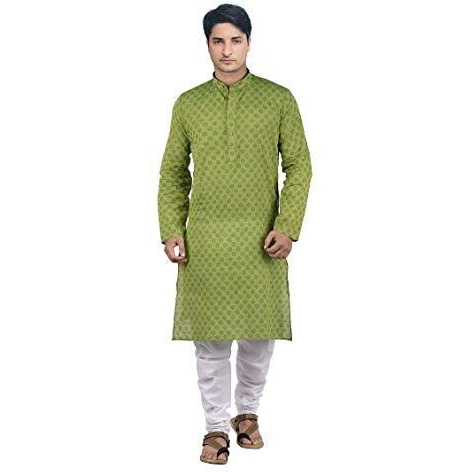 Maharaja Shirt Men's Cotton Solid Kurta Pyjama (Mskp002-40, Green, 40)
