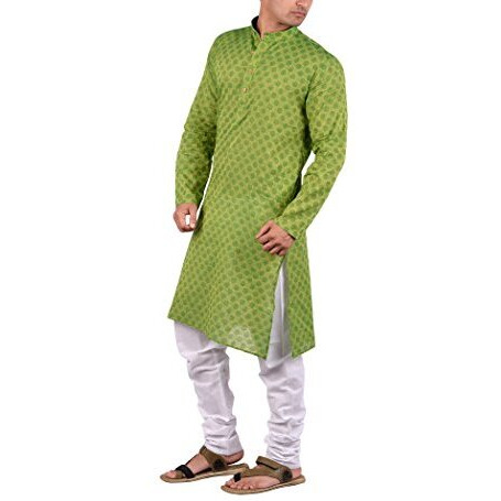 Maharaja Shirt Men's Cotton Solid Kurta Pyjama (Mskp002-40, Green, 40)