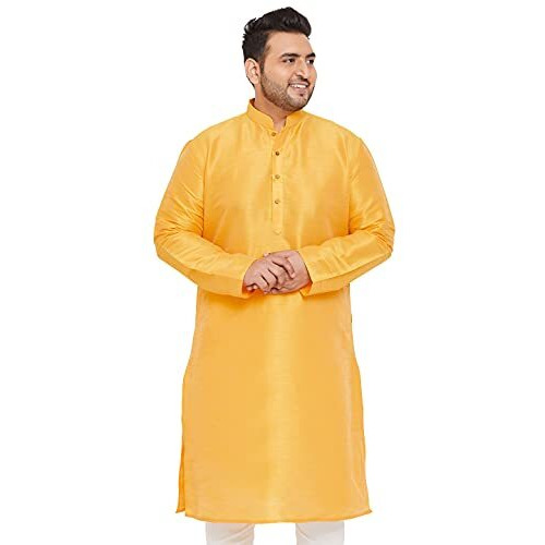 Vastramay Plus Mens Silk Blend Yellow Kurta - Elegance For Festivals & Events_Vplusmk001Yw_52