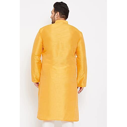 Vastramay Plus Mens Silk Blend Yellow Kurta - Elegance For Festivals & Events_Vplusmk001Yw_52