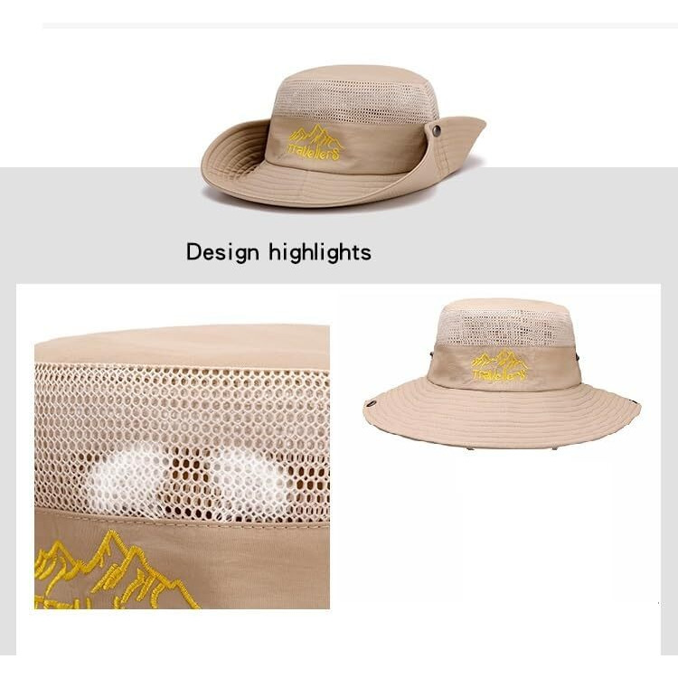Alexvyan Polyester Round Hat Sun Visor Hats For Men Uv Protection Wide Brim Summer Cap For Boy Hat Uv Protection Breathable Casual Beach Hat For Travelling Safari (Beige), One Size