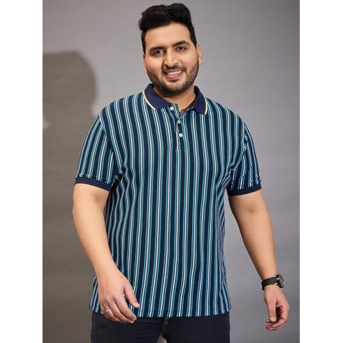 Bigbanana Plus Size Men's Regular Fit Polo Tshirt (Kevlar,Multi,4Xl)