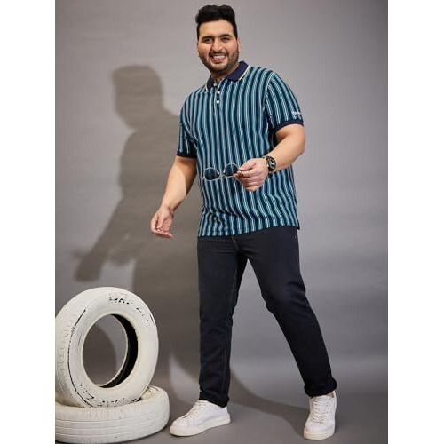 Bigbanana Plus Size Men's Regular Fit Polo Tshirt (Kevlar,Multi,4Xl)