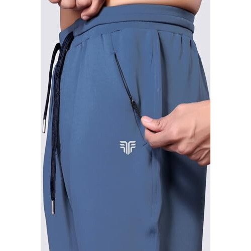 Flapfit Men's Lycra Track Pants For Sports And Yoga, Gym Wear, Regular Track Pants For Men, Suitable For Running And Cycling Slate Blue