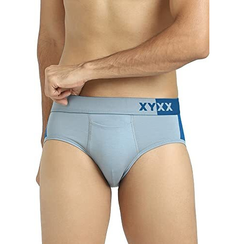 Xyxx Men Micro Modal Brief, Relaxed Fit, Colorblock, Pack Of 2, Xybrf2Pckn593M, Navigate & Black Iris + Quarry & Seaport, M
