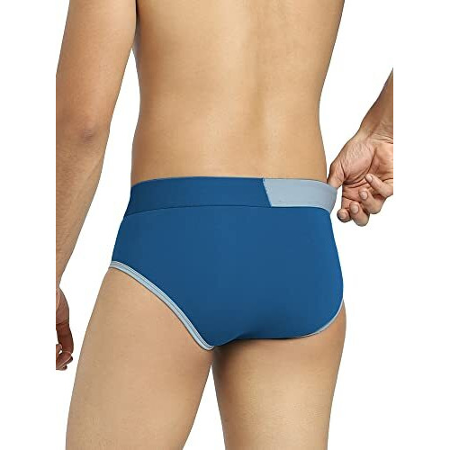 Xyxx Men Micro Modal Brief, Relaxed Fit, Colorblock, Pack Of 2, Xybrf2Pckn593M, Navigate & Black Iris + Quarry & Seaport, M