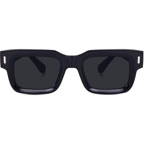 Peter Jones Unisex Large Square Uv/Ub Protected Sunglasses | Lightweight & Durable Tac Frame With Hd Vision Lenses | Scratch-Resistant, Stylish Eyewear For Complete Uv Protected (Model 3688), Black