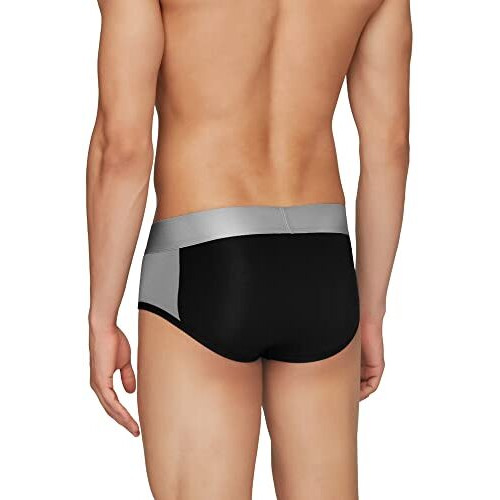 Xyxx Men's Underwear Dualist Intellisoft Antimicrobial Micro Modal Brief Pack Of 3 (Black & Steel Grey  Black Iris & Brilliant Blue  Steel Grey & Black L)