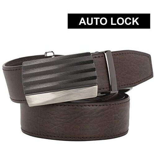 Labnoft Mens Pu Leather Auto Lock Belt (Brown)