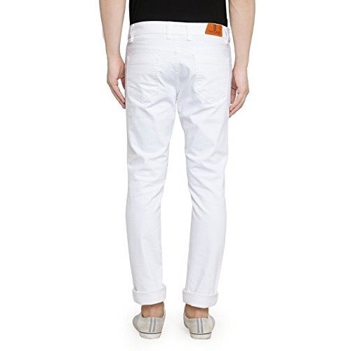 Ben Martin Men's Regular Fit Stretchable 36 Size White Cotton Denim Jeans Pant For Men, Jj3-1