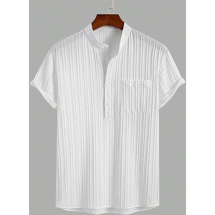 Royalica Men's Solid Shirt With Chest Pocket Short Sleeve Shirt For Summer Outdoor Activities. (In, Alpha, 2Xl, White)
