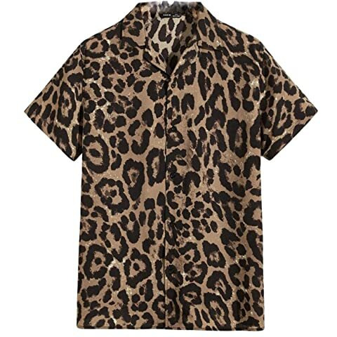 Leriya Fashion Regular Fit Shirts For Men || Soft Rayon Multi Printed Shirts For Men || Preppy Short Sleeves Shirt || Beach || Outing || Date || Gift For Men (X-Large, Brown)