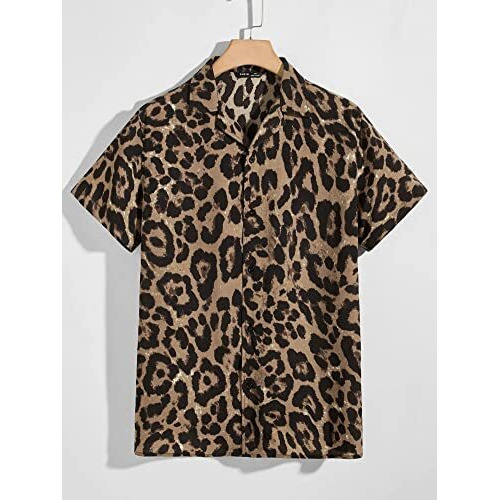 Leriya Fashion Regular Fit Shirts For Men || Soft Rayon Multi Printed Shirts For Men || Preppy Short Sleeves Shirt || Beach || Outing || Date || Gift For Men (X-Large, Brown)