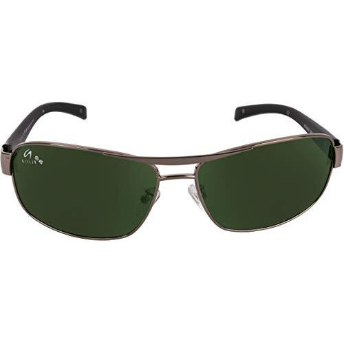 Aislin Toughened Glass Wayfarer/Rectangular Uv Protected Sunglasses For Men - (Dark Green G-15 Lens | Gun Frame | Large Size | Rb3565)