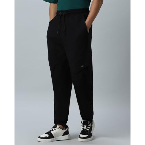 Bewakoof Air 1.0 Men's Solid Super Loose Fit Joggers_580389_Black_L
