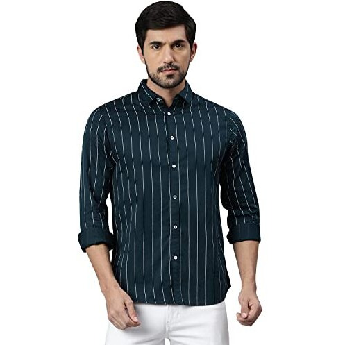Dennis Lingo Men's Cotton Striped Slim Fit Casual Shirt, Full Sleeve Shirt For Formal & Casual Wear