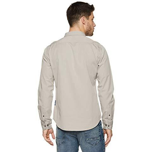 Amazon Brand - Inkast Denim Co. Men's Solid Slim Fit Full Sleeve Cotton Casual Shirt (In-S-02C_Medium Grey_Small)