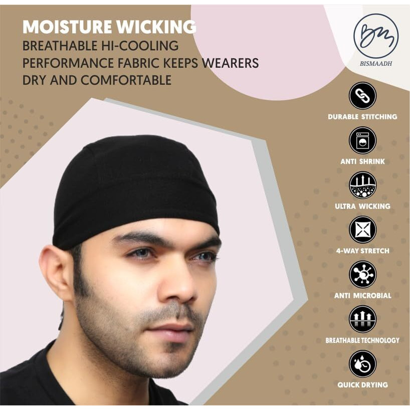 Cooling Helmet Liner - Do Rag Skull Caps For Men - Hard Hat Liner Sweat Cap - Cycling Cap - Pirate Bandana Grey