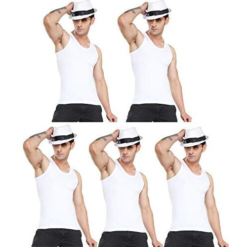 Ariel Hockman Men's Cotton Vest 110Cm (Modern Classic) White Sleeveless Combo Pack Of 5