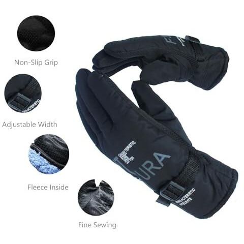 Alexvyan 1 Pair -20 Snow & Windproof Scratch Proof Thermal Soft Fur Warm Full Finger Winter Gloves (Fur/Fleece Inside) For Riding, Protective Hand Ideal For Cold Weather For Male (Black-Futura)