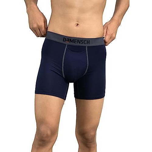 Damensch Deo-Soft Men's Odour-Cancelling Supima-Modal Soft Boxer Brief-Denim Blue -Pack-1-Large