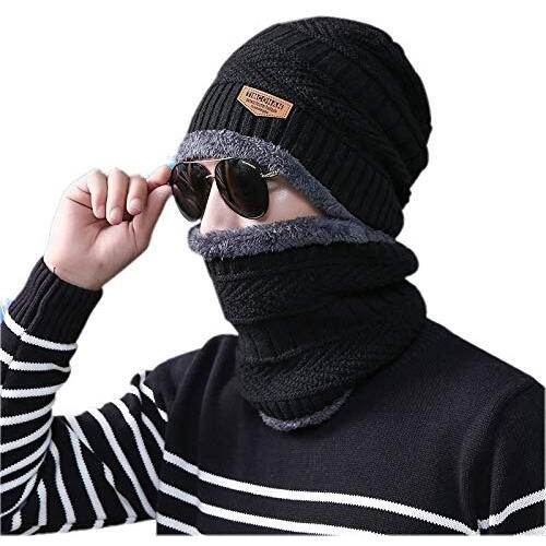 Adbucks Unisex Wool, Casual Style Acrylic Cap (New_Fur_Cap_Black_Free Size)
