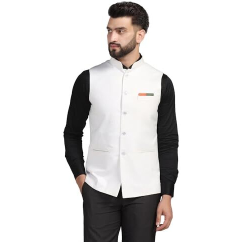 Tahvo Men Nehru Jackets Ethnic Wear Vest Modi Jacket 42 Size White