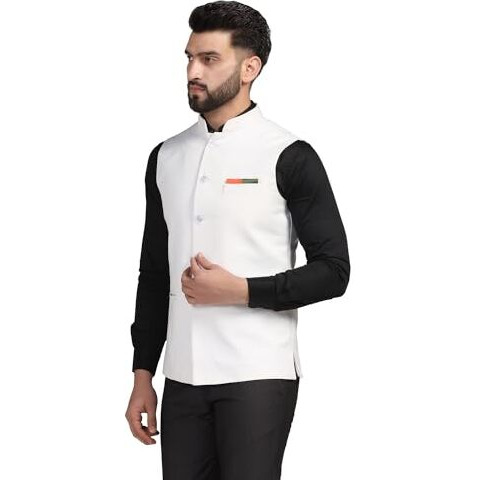 Tahvo Men Nehru Jackets Ethnic Wear Vest Modi Jacket 42 Size White