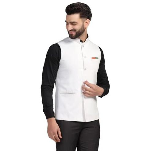 Tahvo Men Nehru Jackets Ethnic Wear Vest Modi Jacket 42 Size White
