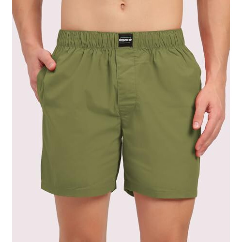 Freecultr Regular Fit Ultralight All Day Boxer Shorts For Men | 100% Cotton Fabric, Dual Deep Side Pocket, Microfibre Waistband Size Xl Pack Of 2-Absinthe Green,Hawaiian Blue