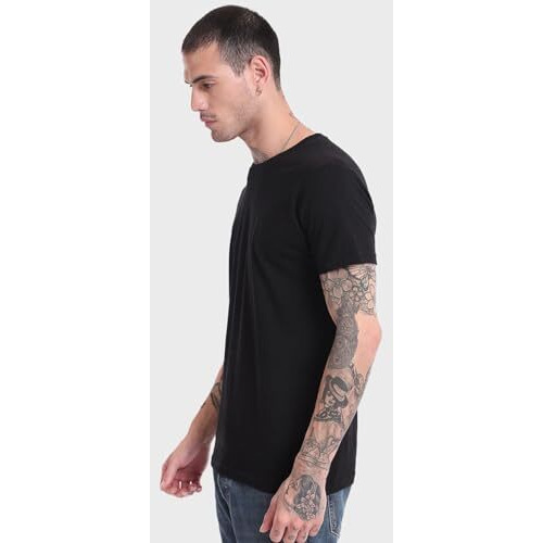 Bewakoof Men's Solid Regular Fit Half Sleeve Round Neck Cotton T-Shirt