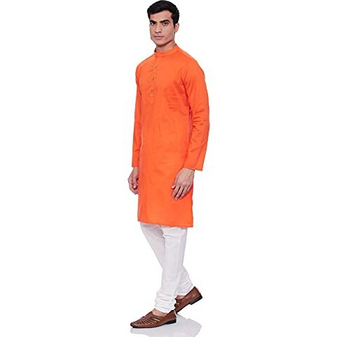 Amazon Brand - Symbol Men's Cotton Kurta Pyjama (Symethset-5_Orange_X-Large)