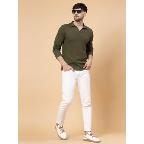 Rigo Men's Cotton Solid Regular Fit T-Shirt (Ht08231169_Olive)