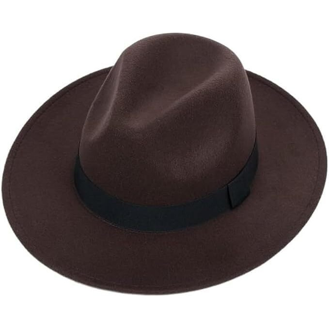 Clothera Paper Wool Wide Brim Trilby Felt Jazz Fedora Hats For Women & Men Beige (In, Alpha, Free Size, Brown)