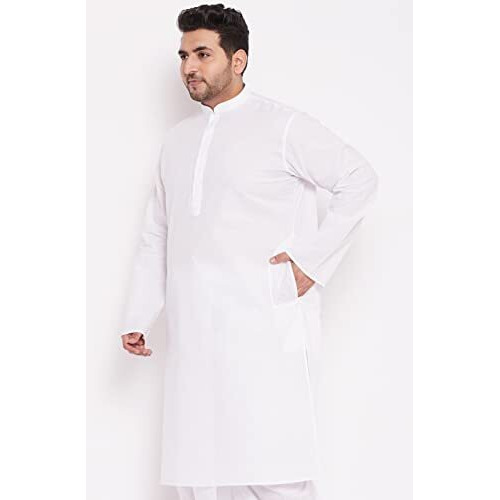 Vastramay Plus Men's White Cotton Kurta || Plus Size Classic White Cotton Kurta || Elegant For Holi & Eid Celebration_Vplusmk122Wh_54
