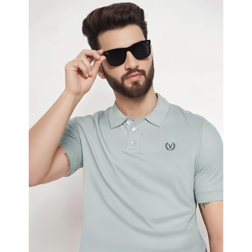 Mack Jonney MenS Solid Premium Pique Cotton Light Grey Polo T Shirt | Polo Tshirts | Half Sleeves | Solid-Regular Fit