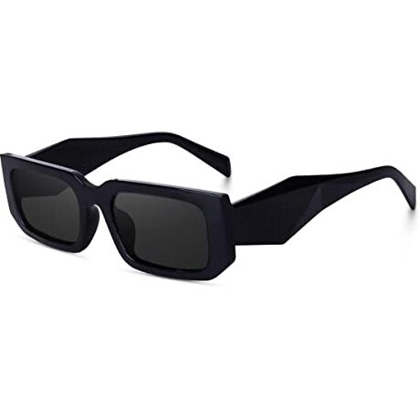 Creature Retro Vintage Geomatric Rectangular Black Unisex Sunglasses | Stylish Bold Fashion Eyeglass For Men & Women (Black)