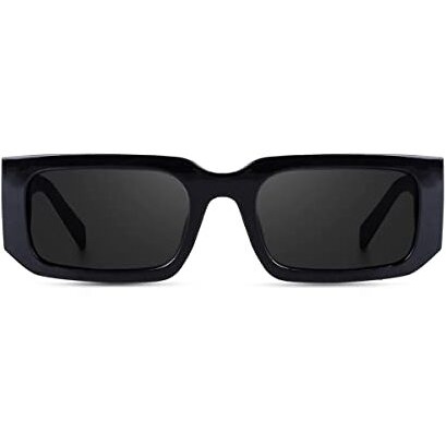 Creature Retro Vintage Geomatric Rectangular Black Unisex Sunglasses | Stylish Bold Fashion Eyeglass For Men & Women (Black)