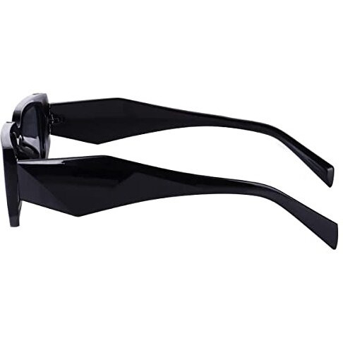 Creature Retro Vintage Geomatric Rectangular Black Unisex Sunglasses | Stylish Bold Fashion Eyeglass For Men & Women (Black)