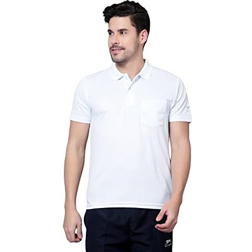 Shiv Naresh Men's Polyester Regular Fit Polo T-Shirt (301_White Xl)