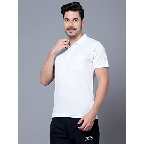 Shiv Naresh Men's Polyester Regular Fit Polo T-Shirt (301_White Xl)