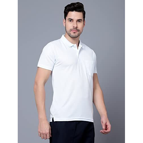Shiv Naresh Men's Polyester Regular Fit Polo T-Shirt (301_White Xl)
