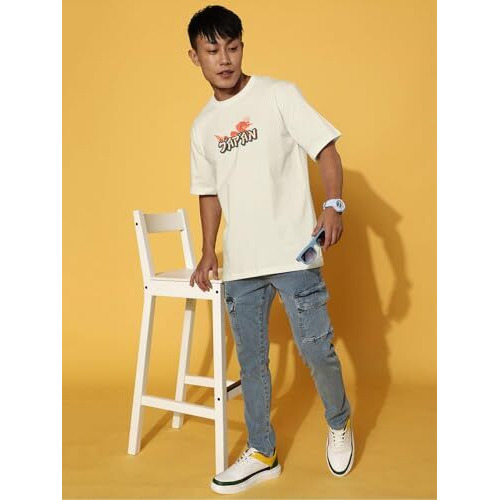 Veirdo 100% Pure Cotton Oversized Baggy Fit Drop Shoulder Graphic Printed Half Sleeve T-Shirt Combo For Men (Po2_Ss25_Vd_Jpnsw_Mysbg_Xxl)
