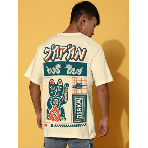 Veirdo 100% Pure Cotton Oversized Baggy Fit Drop Shoulder Graphic Printed Half Sleeve T-Shirt Combo For Men (Po2_Ss25_Vd_Jpnsw_Mysbg_Xxl)