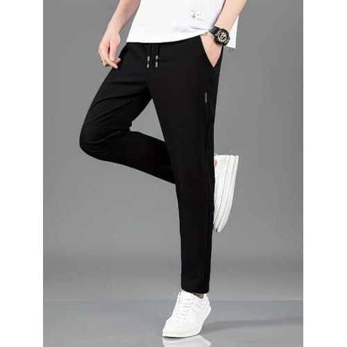 Tagdo Men's Relaxed Track Pants (Tp-Pant-5186-Black-38_Black