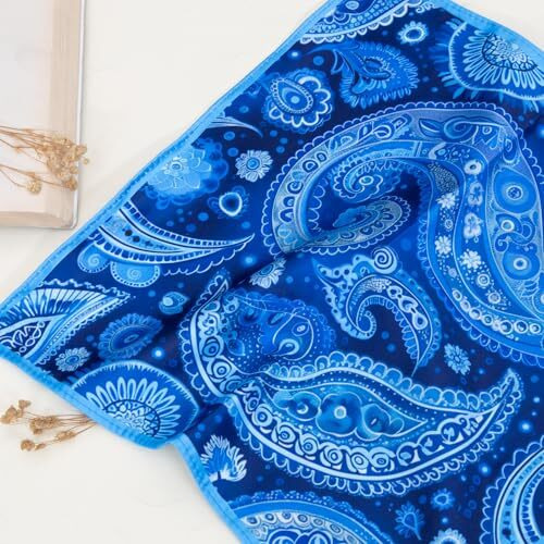 To The Nines Men's Blue Paisley Pocket Square