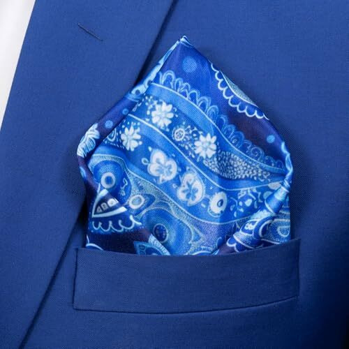 To The Nines Men's Blue Paisley Pocket Square