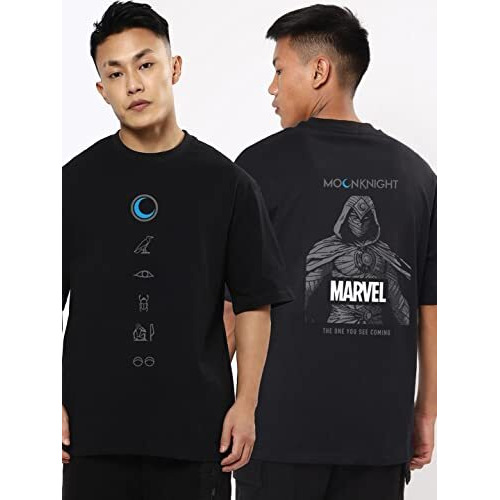Bewakoof Official Marvel Merchandise Men's Graphic Print Oversized Fit Half Sleeve Round Neck Cotton T-Shirt