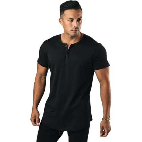 Alone Eagle Regular Fit Solid Men's Henley Neck Half Sleeve Cotton T-Shirts (Black, Xl)