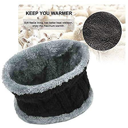 Gajraj Acrylic Fiber Warm Winter Knitted Neck Scarf For Men And Women (Black, Free Size)
